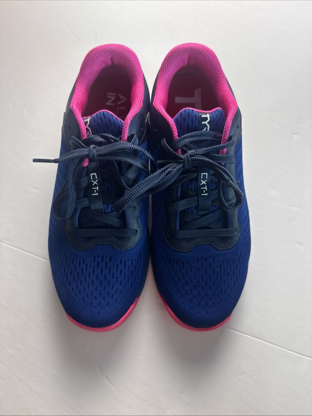 TYR Navy Athletic Sneakers with Pink Accents